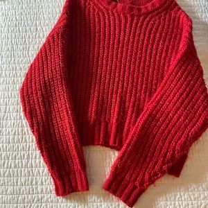 American eagle cropped chunky knit sweater . Runs  big!